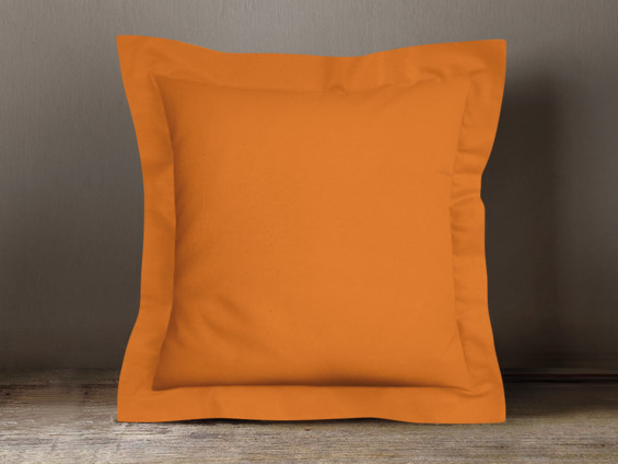 Față de pernă din bumbac cu tiv decorativ - portocalie