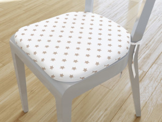 Pernă pentru scaun colțuri rotunde din bumbac 39x37cm - model 482 - steluțe bej pe alb
