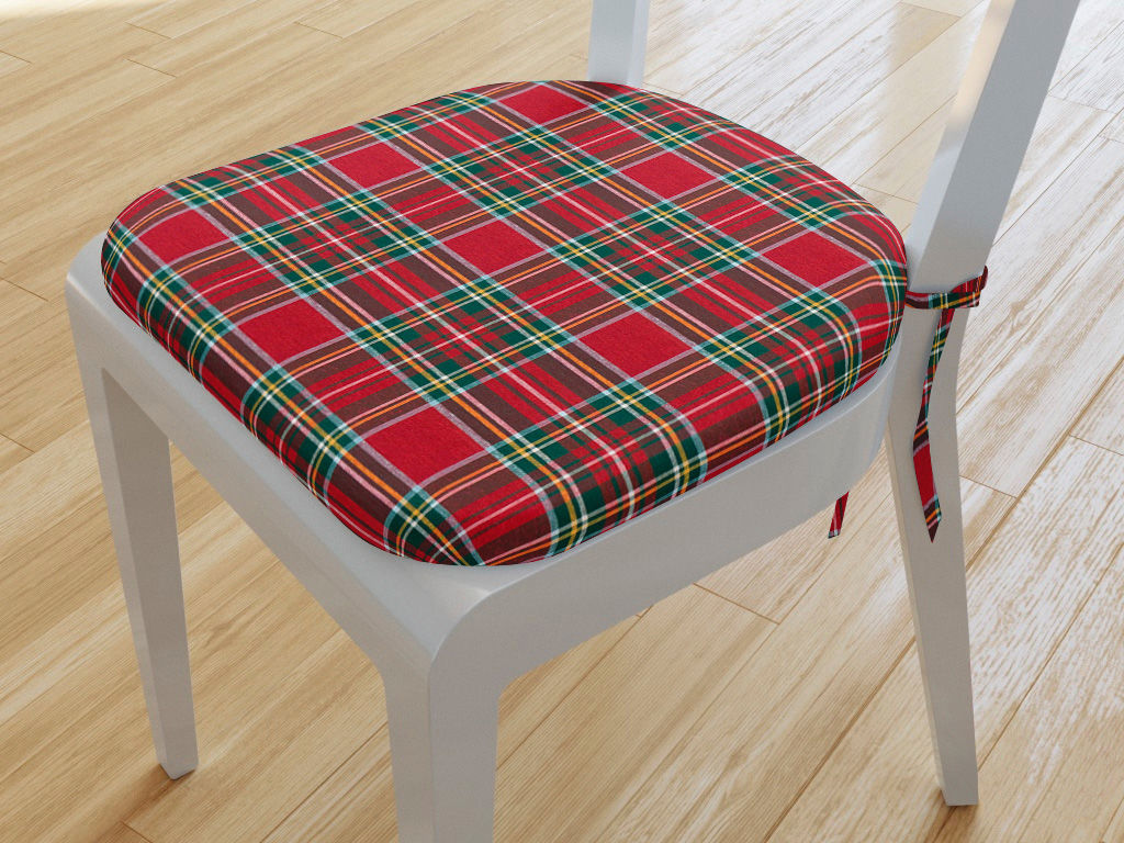 Pernă pentru scaun colțuri rotunde decorativă 39x37cm LONETA - carouri mari roșii