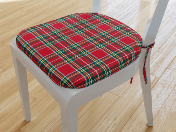 Pernă pentru scaun colțuri rotunde decorativă 39x37cm LONETA - model 240 - carouri mari roșii