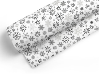 Țesătură din bumbac SIMONA de Crăciun  - model 1045 - fulgi negri pe alb - la metru - lățime 160 cm
