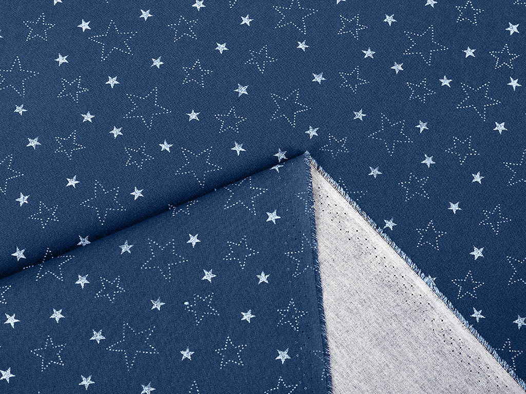 Țesătură SIMONA 100% bumbac - steluțe albe pe albastru
