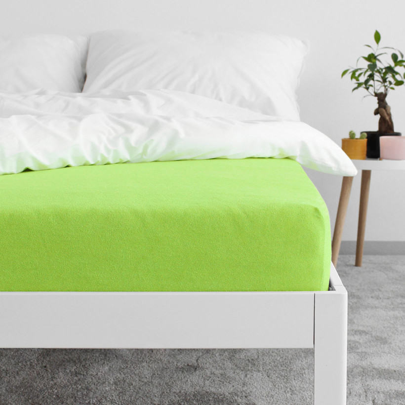 Cearceaf de pat impermeabil din frotir - verde