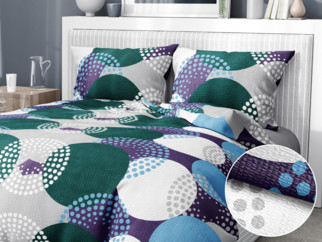 Lenjerie de pat din creponată - model 1041 - cercuri colorate pe gri