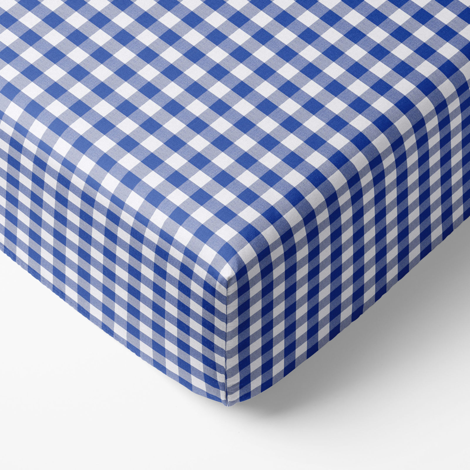 Cearceaf de pat bumbac 100% cu elastic - carouri albastre și albe