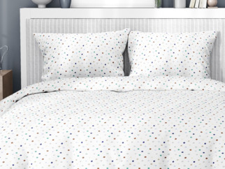 Lenjerie de pat de lux din bumbac satinat - model 1023 - buline colorate pe alb