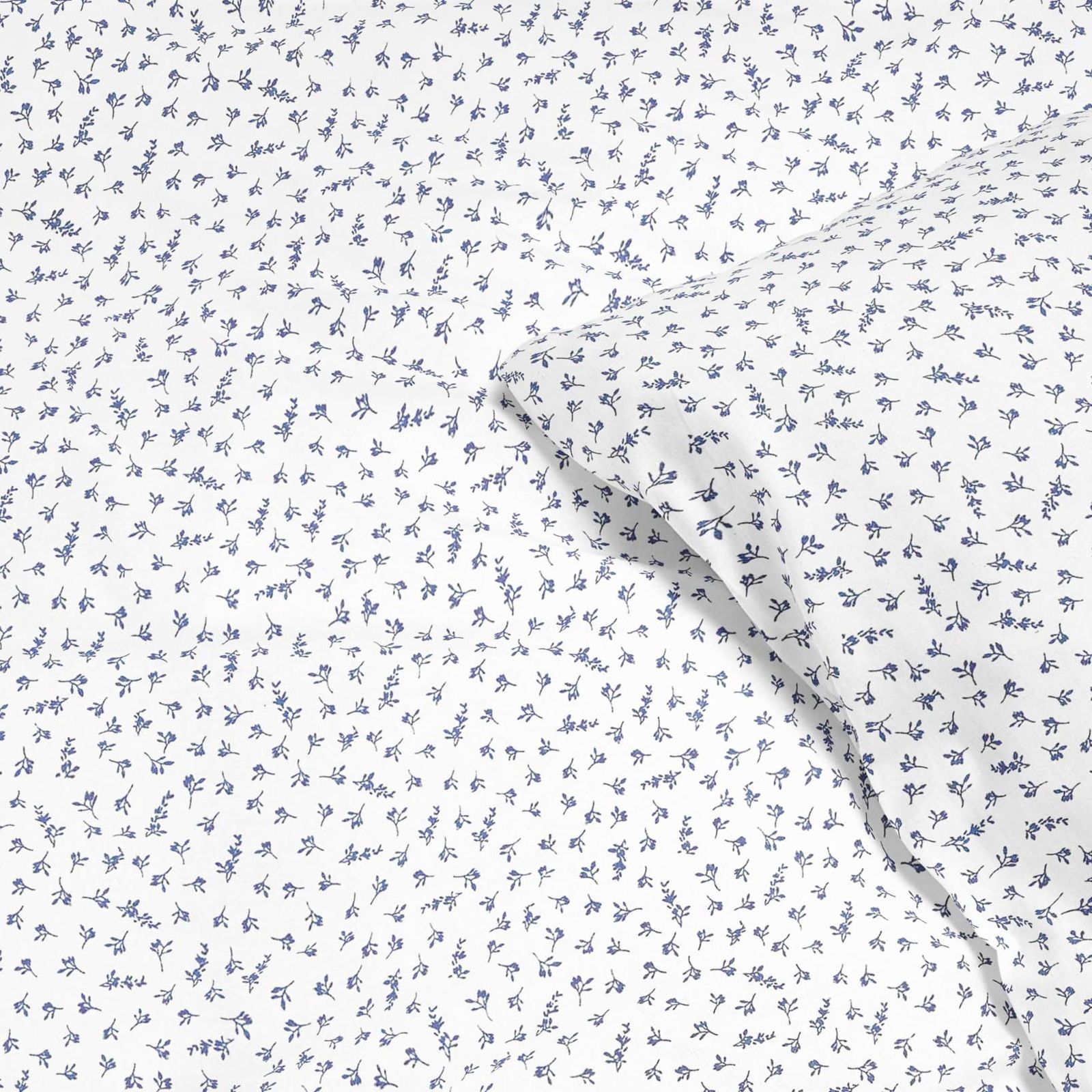 Lenjerie de pat din 100% bumbac - floricele gri-albastre pe alb