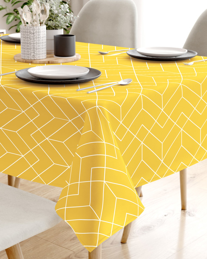 Față de masă 100% bumbac - mozaic galben