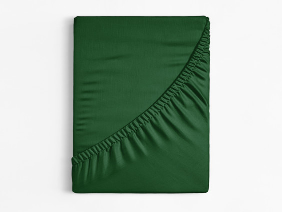 Cearceaf de pat din bumbac cu elastic - verde închis