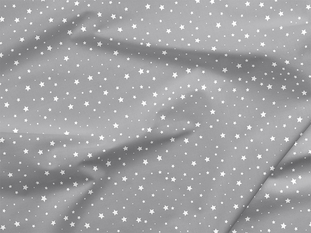 Țesătură din bumbac 100% SIMONA - steluțe albe pe gri deschis