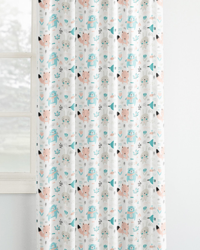 Draperie din bumbac - animale pastelate