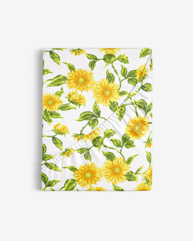 Cearceaf de pat bumbac 100% cu elastic - floarea-soarelui