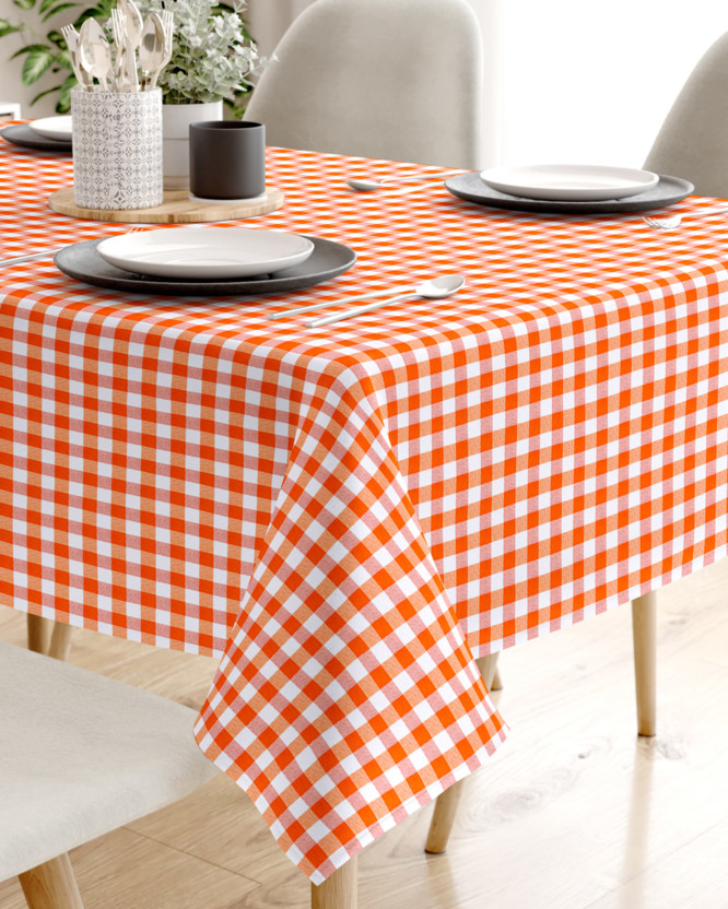 Față de masă decorativă MENORCA - carouri portocalii și albe