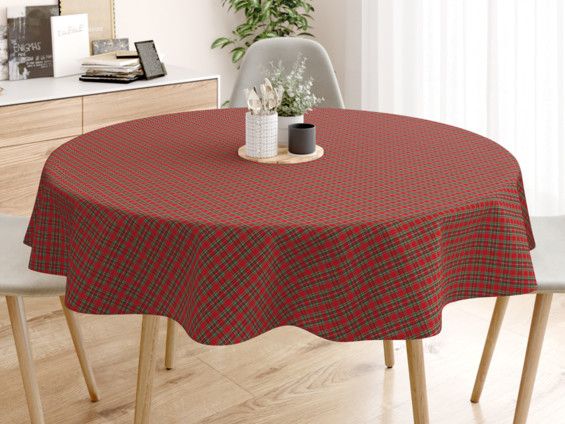 Față de masă decorativă LONETA - model 241 - carouri mici roșii - rotundă
