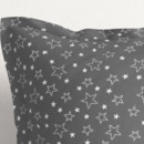 Față de pernă din bumbac cu tiv decorativ - model 017 - steluțe albe pe gri
