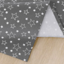 Față de masă din bumbac - model 017 - steluțe albe pe gri