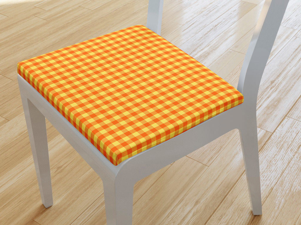 Pernă pentru scaun 38x38 cm - KANAFAS - carouri mici galben-portocaliu