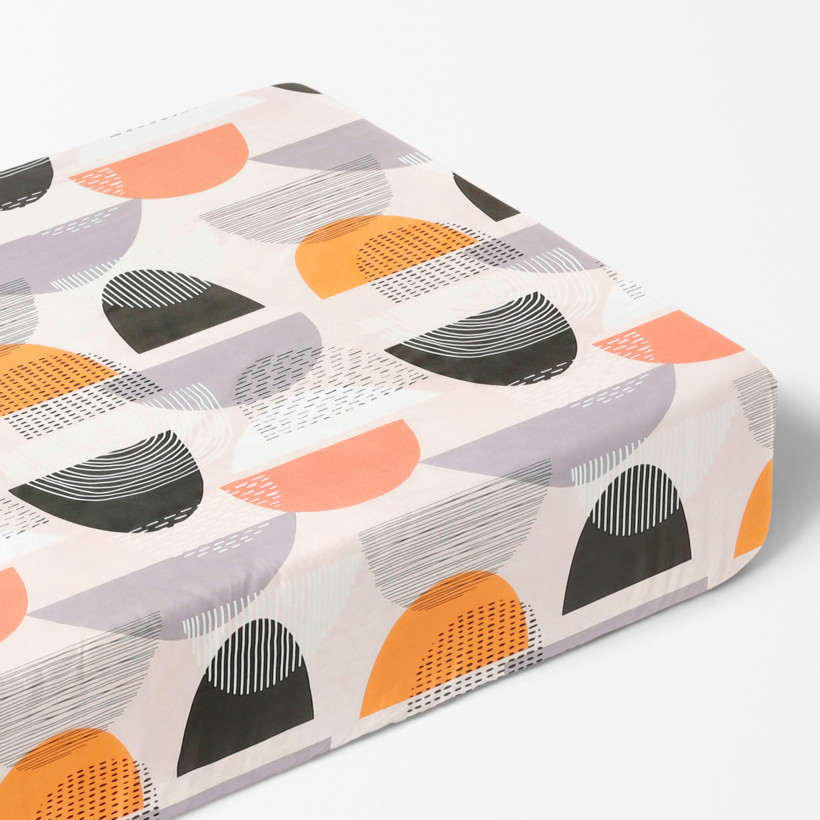 Cearceaf de pat bumbac 100% cu elastic  - forme abstracte colorate