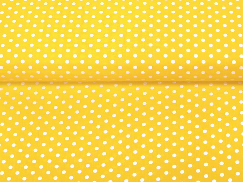 Țesătură din bumbac 100% SIMONA - buline albe pe galben