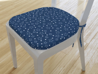 Pernă pentru scaun semi rotundă din bumbac 39x37cm - model 016 - steluțe albe pe albastru