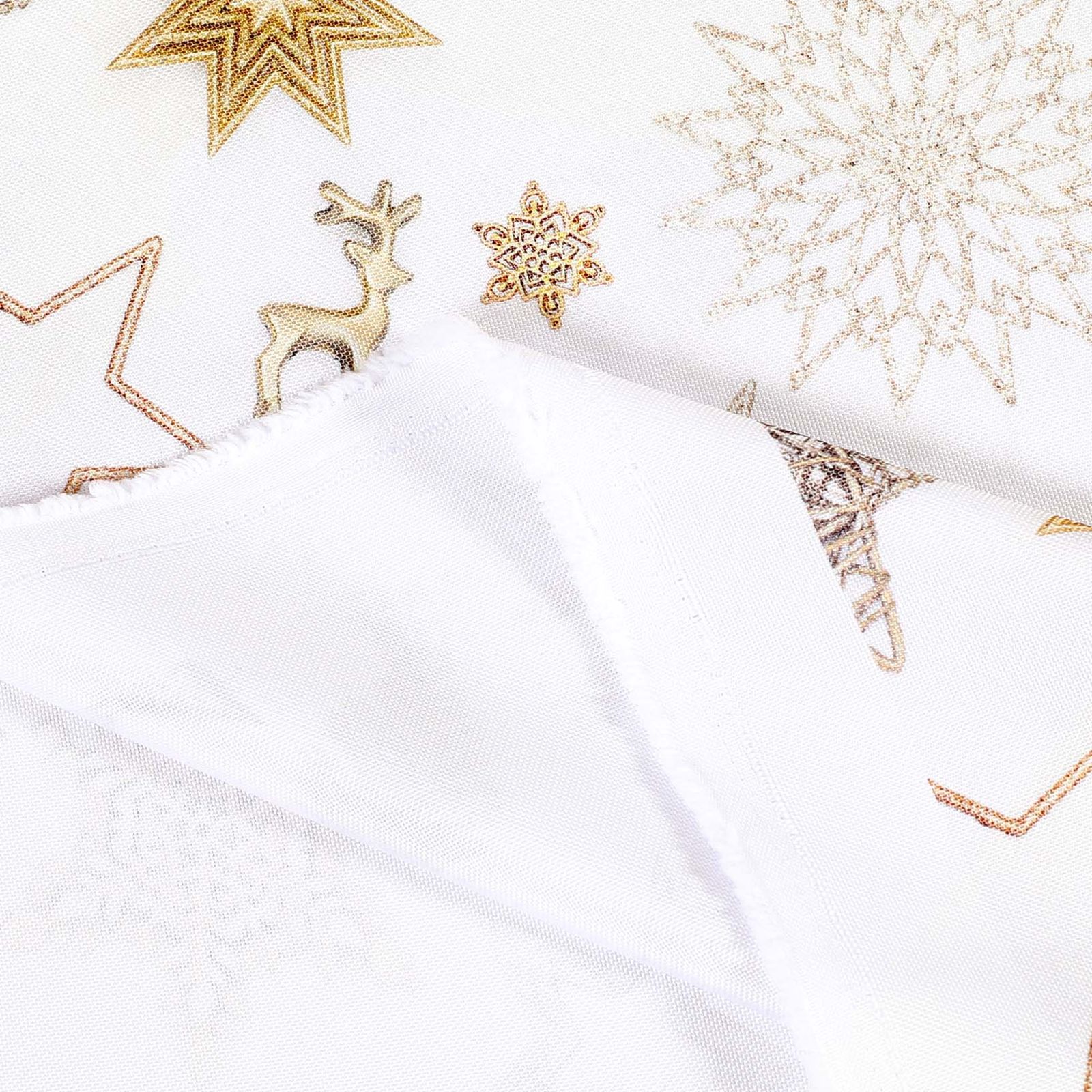 Țesătură teflonată pentru fețe de masă - simboluri aurii ale Crăciunului