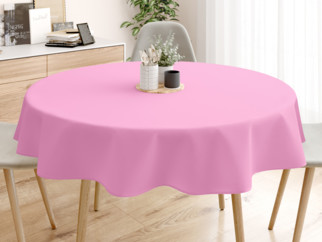 Față de masă din bumbac roz - rotundă