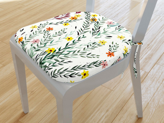 Pernă pentru scaun din bumbac 39x37cm - model 061 flori și frunze pictate