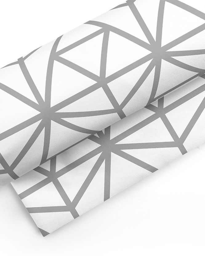 Țesătură SIMONA 100% bumbac - forme geometrice gri pe alb