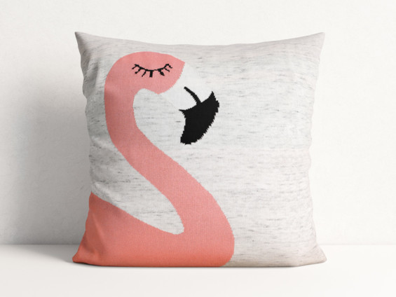 Față de pernă tricotată de lux - 45x45 cm - model 007 - flamingo