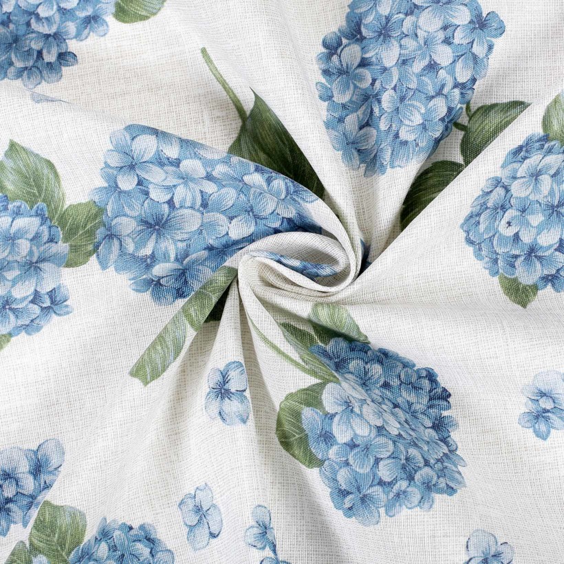 Draperie decorativă LONETA - flori de hortensie albastră