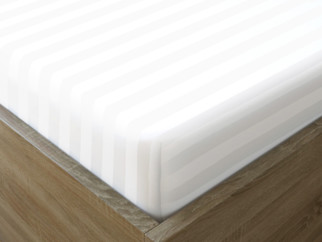 Cearceaf de pat din damasc Atlas Gradl cu elastic - model 369 dungi albe