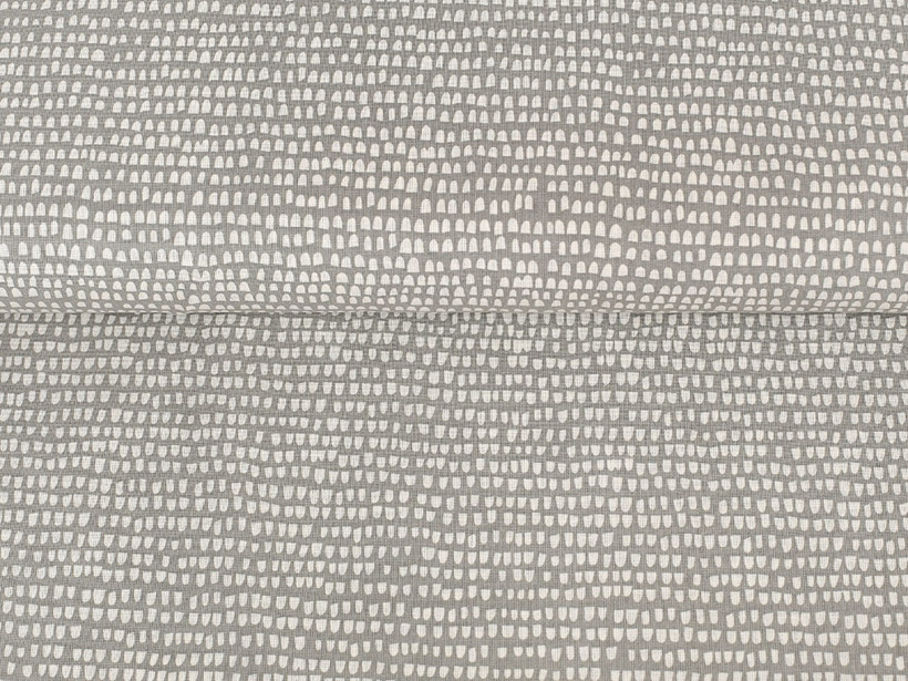 Țesătură din bumbac 100% SIMONA - forme mici albe pe gri
