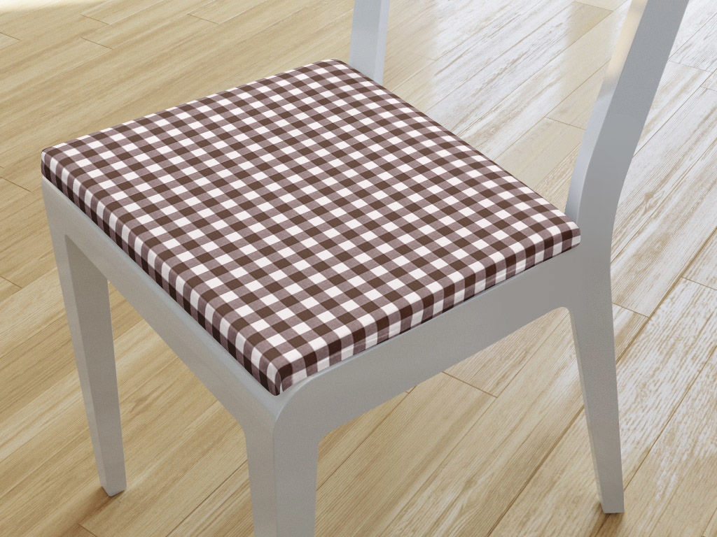 Pernă pentru scaun 38x38 cm - carouri maro și albe