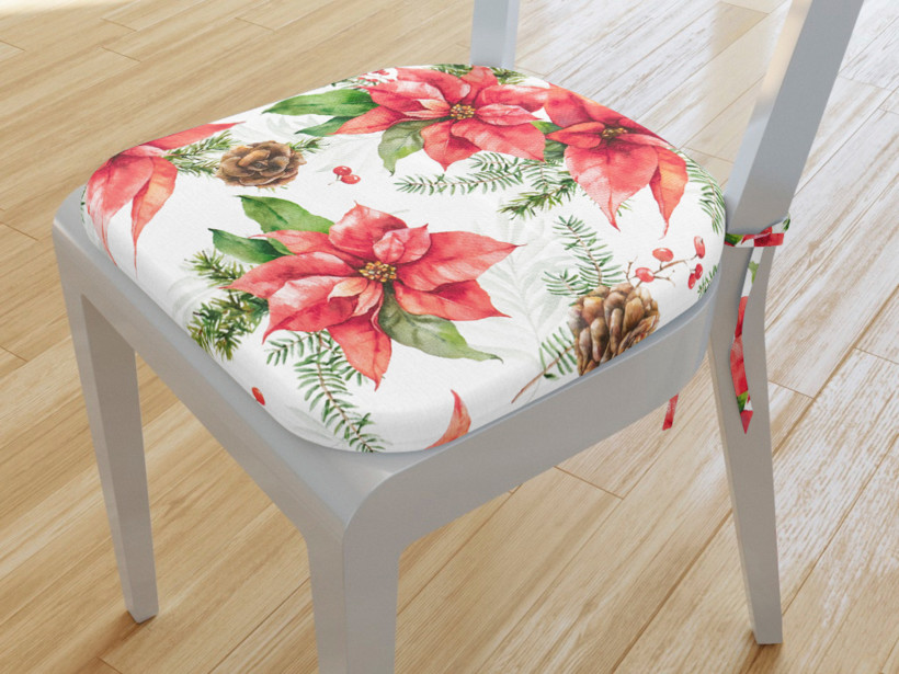 Pernă pentru scaun rotundă decorativă de crăciun 39x37cm - LONETA - Crăciunița