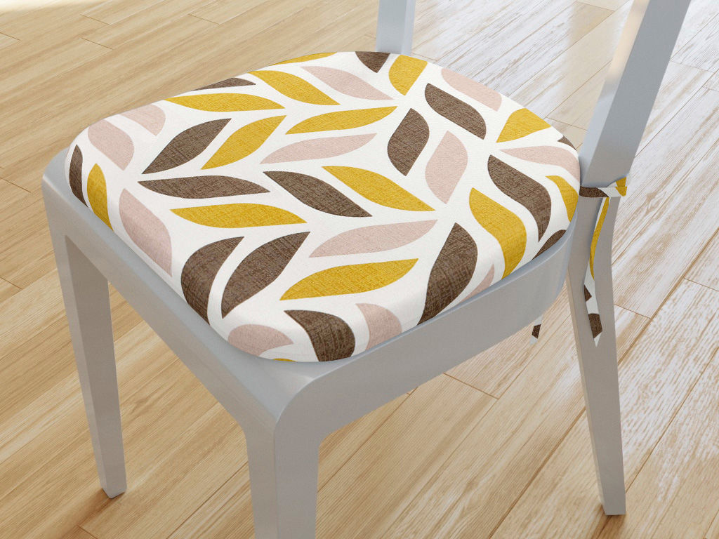 Pernă pentru scaun LONETA 39x37cm - frunze geometrice aurii și maro
