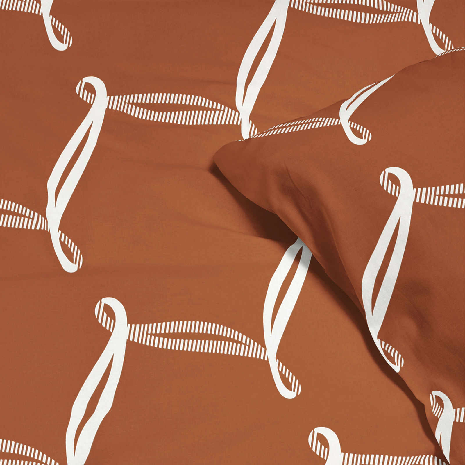 Lenjerie de pat din 100% bumbac Deluxe - design cu frânghii pe culoarea scorțișoară