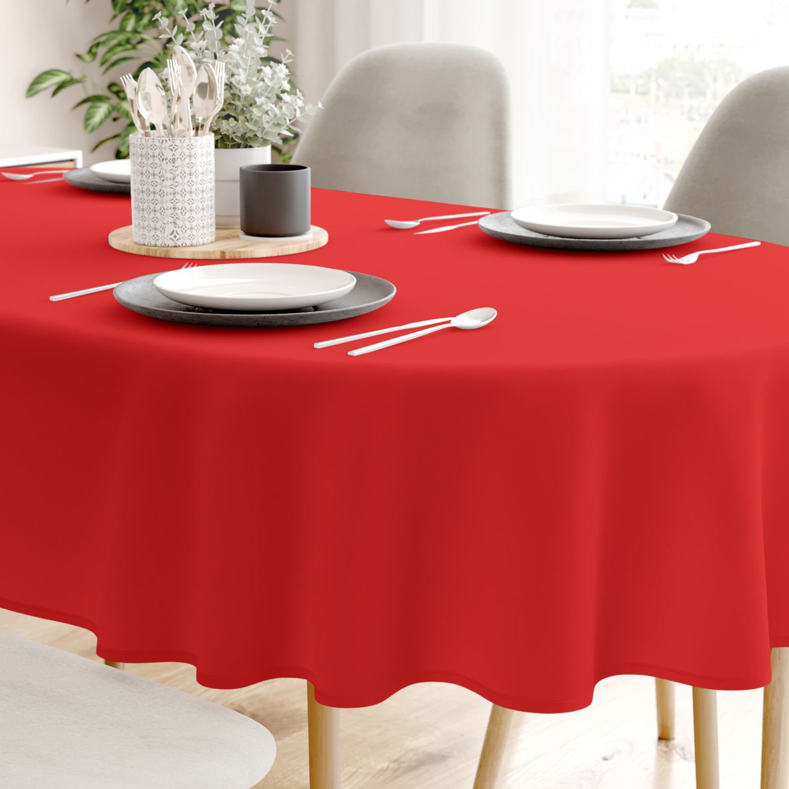 Față de masă decorativă  LONETA - roșu - ovală