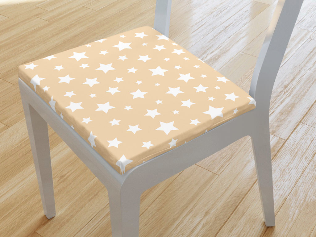 Pernă pentru scaun 38x38 cm - LONETA - model 360 - steluțe albe pe bej