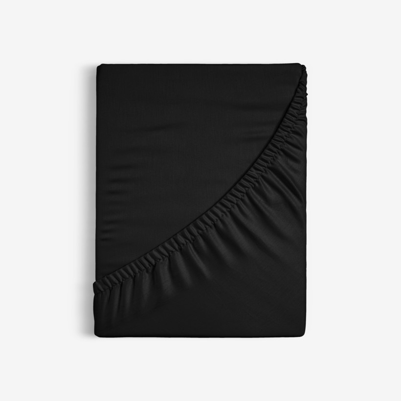 Cearceaf de pat 100% bumbac cu elastic - negru
