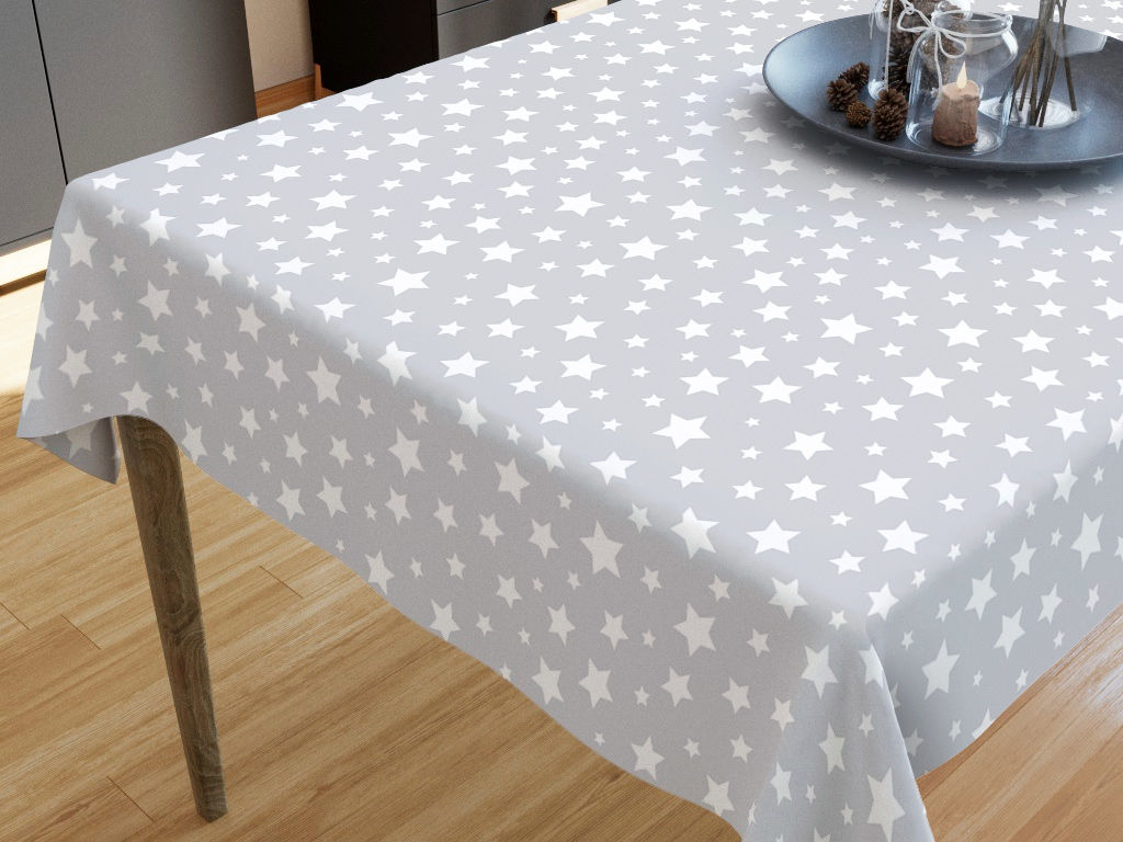 Față de masă decorativă LONETA - model 361 - steluțe albe pe gri
