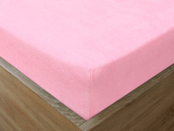 Cearceafuri de pat din terry cu elastic - roz