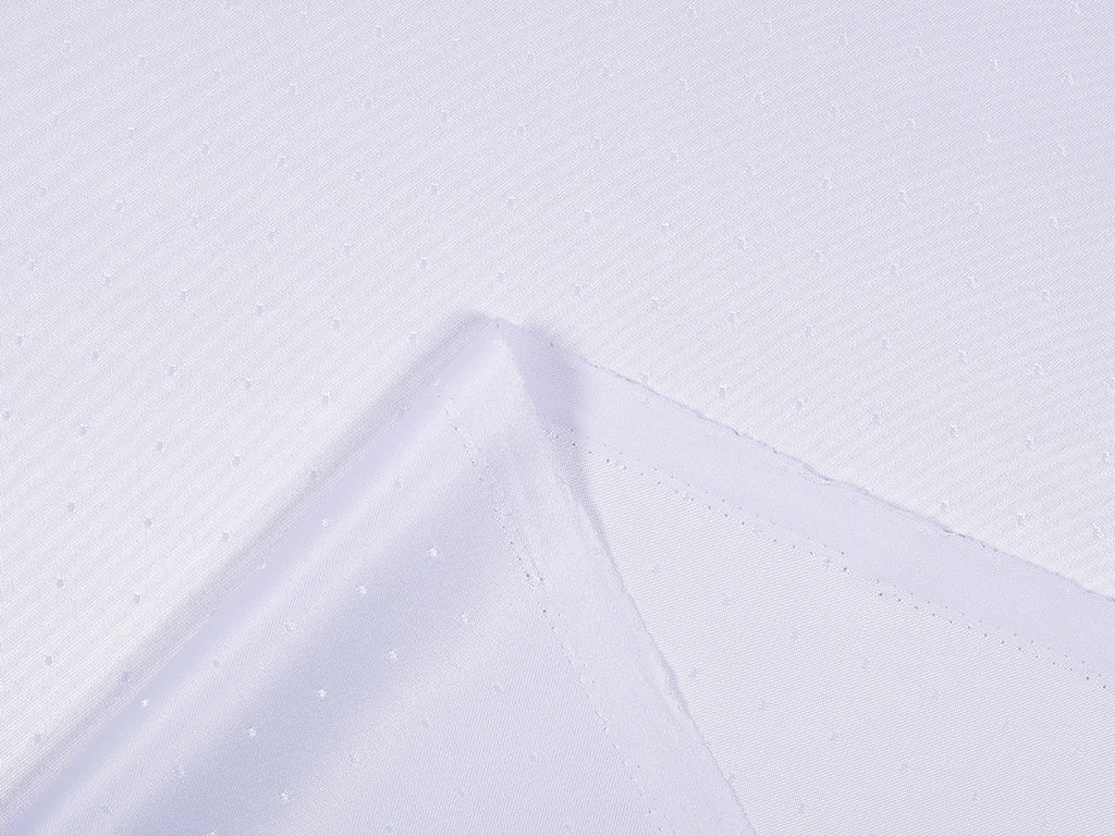 Țesătură teflonată exclusivă pentru fețe de masă - model 092 - albă cu nuanță violet și pătrățele lucioase