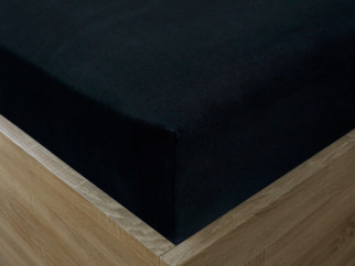 Cearceaf de pat Jersey cu elastic - negru