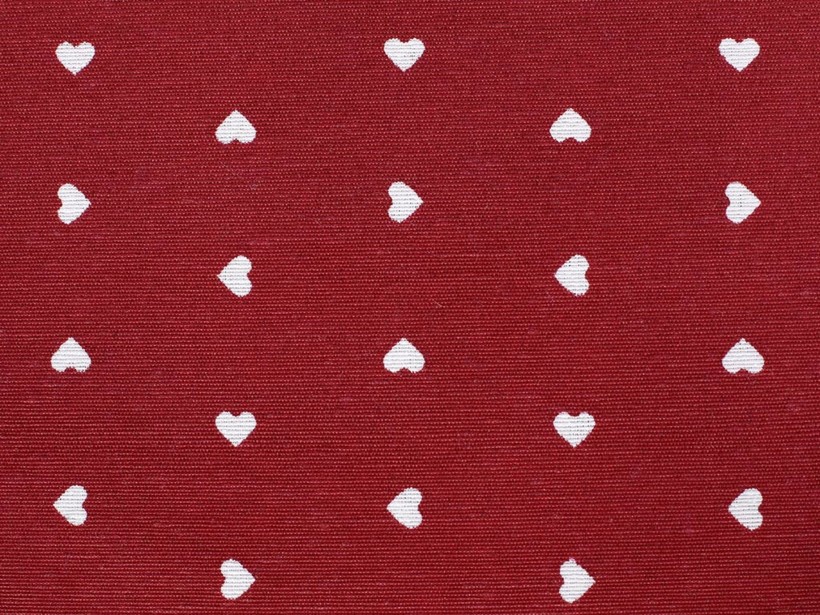 Țesătură decorativă LONETA - model 196 inimioare albe pe roșu