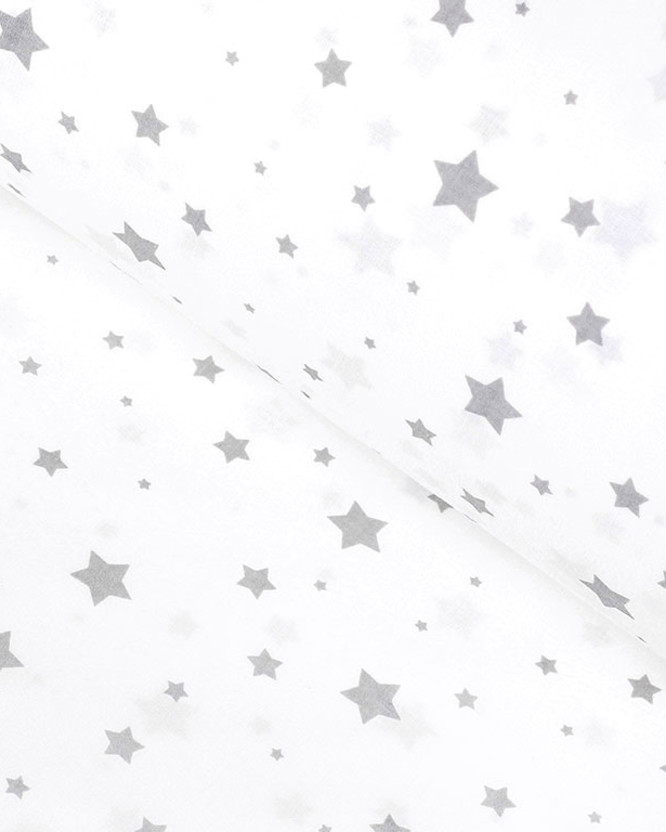 Țesătură din bumbac 100% SIMONA - steluțe gri pe alb
