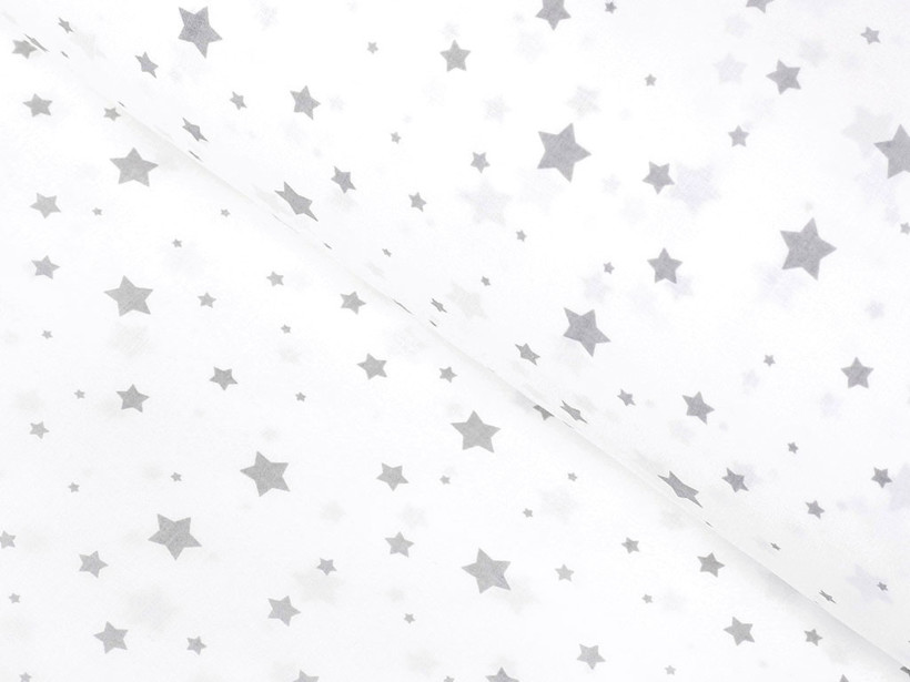 Țesătură din bumbac 100% SIMONA - steluțe gri pe alb
