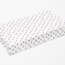 Cearceaf de pat cu elastic 100% bumbac  - lavandă pe alb